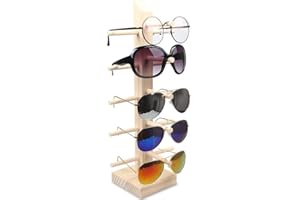 LFHT Wood Sunglasses Display Stand Tabletop Eyewear Storage Rack (5 Tier)
