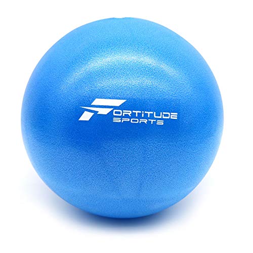 Fortitude Sports Yoga Ball 25cm | Soft Mini Pilates Ball Small for Yoga, Fitness, Core, Stability and Physical Therapy | Inflatable Mini Gym Ball With Inflation Straw (Blue)