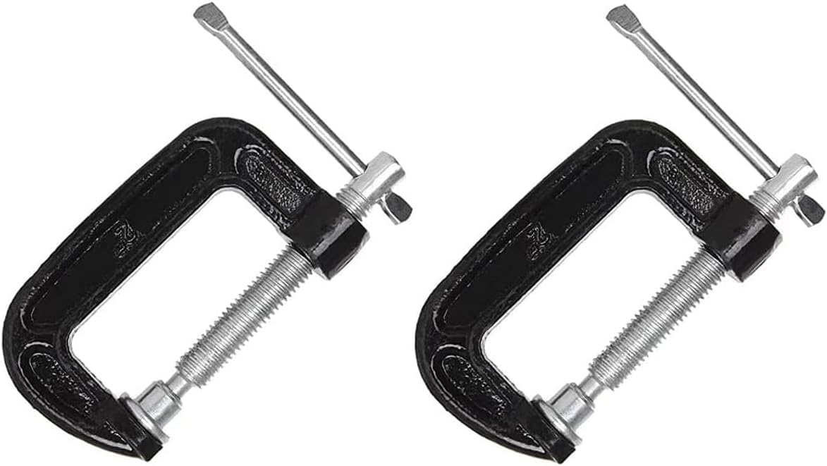 2 Inch C-Clamp Set, Heavy Duty Steel C Clamp Industrial Strength C Clamps for Woodworking, Welding, and Building(2PCs)