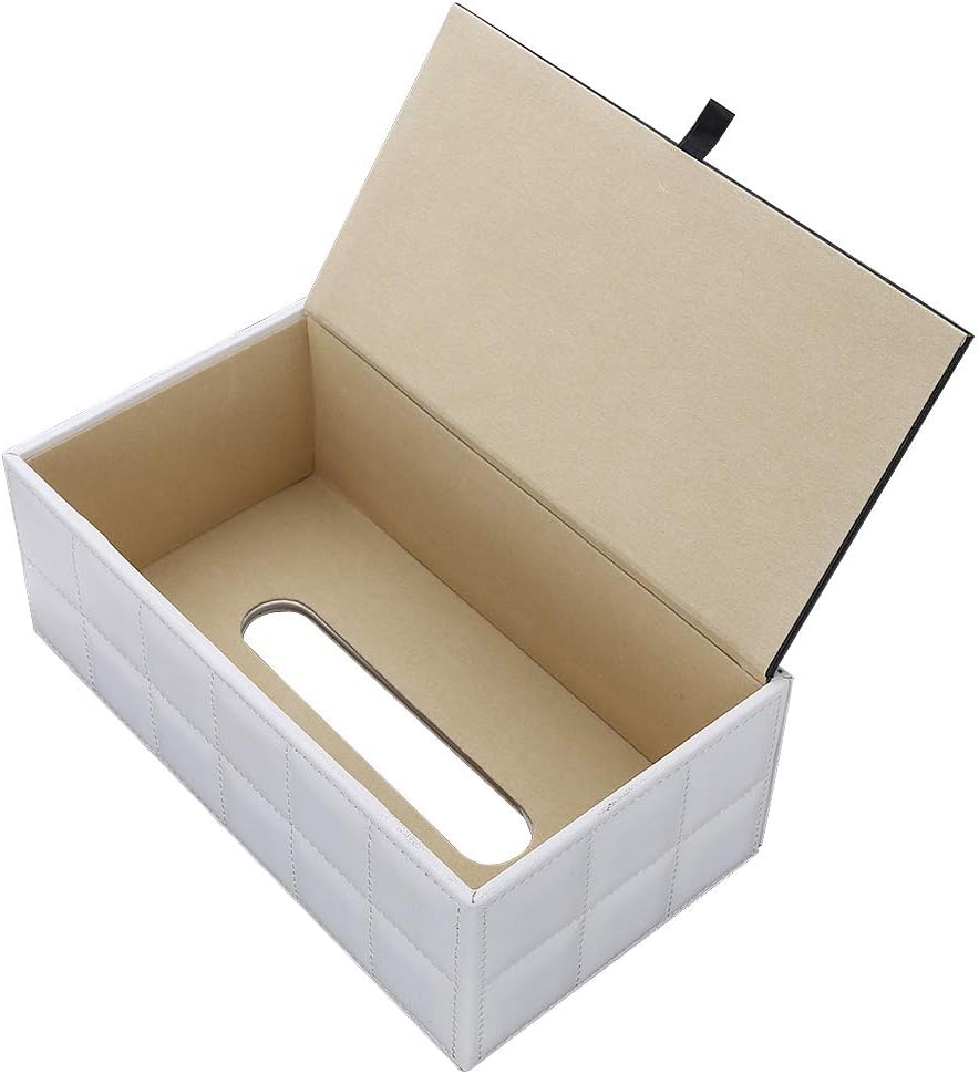 KINGFOM Imitation Suede Leather Rectangle Tissue Box Dispenser Case Napkin Holder Home Office Decoration Car Accessory Colors (white): Home & Kitchen