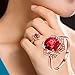 Haluoo Flower Ring, Natural Red Tourmaline Female Ring Crystal Diamond Floral Promise Ring Rose Gold Engagement Ring for Women Jewelry Accessories (6, Rose Gold)thumb 2