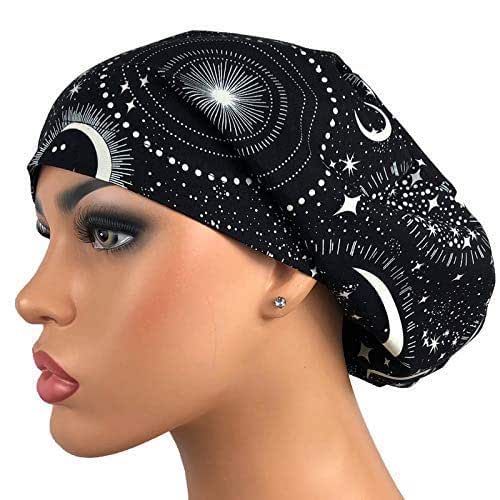 Dark Scrub Hat Moon and Stars Nurse Cap 