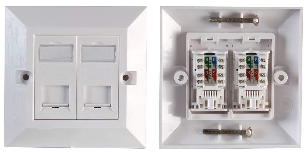 PRO SIGNAL PSG91593 1-Gang Twin Socket RJ45 Cat6 Faceplate, White