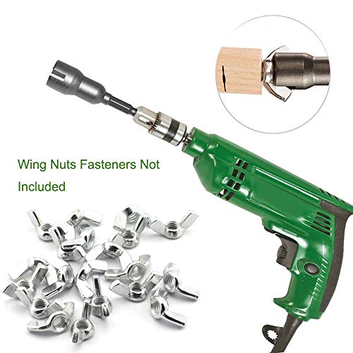 COROTC 4 Packs Power Wing Nut Driver Set, Slot Wing Nuts Drill Bit Socket Wrenches Tools Set, 1/4 Inch Hex Shank Steel Drills Bits for Panel Nuts Screws Eye C Hook Bolt - Thumbnail 2