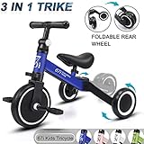 67i Kids Tricycles 3 en 1 Tricycle pour enfants Trike Tricycles pour 2 ans Tricycle vélo 3 roues Convertir 2 roues avec pédale amovible et siège réglable pour garçons filles 1-5 ans (Bleu)