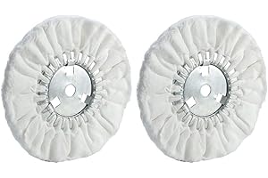 QZATTCAEN 8" Soft Airway Buffing Wheel White Flannel / 5/8'' Arbor Hole/Finish Polish Step for Angle Grinder - 2 PCS
