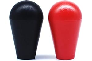 Arcity 2 Pcs Arcade Joystick Oval Bat Top Topper Knob Ball Top Handle Knob American Type Style Black and Red for Zippy SANWA SEIMITSU Arcade1up Machine Console Cabinet New, HY-PJ092-1