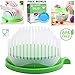 Salad Cutter Bowl 60 Seconds Salad Maker, Salad Slicer Chopper Fruit Vegetable Strainer, Food Grade, Multi-use (White with Green)