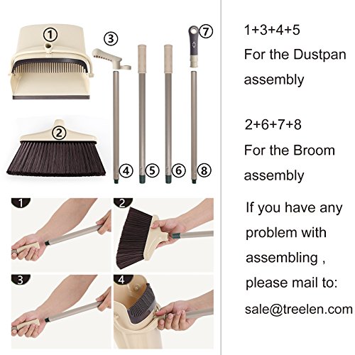 Dust Pan and Broom/Dustpan Cleans Broom Combo with 36" Long Handle For Home Kitchen Room Office Lobby Floor Use Upright Stand up Dustpan Broom Set