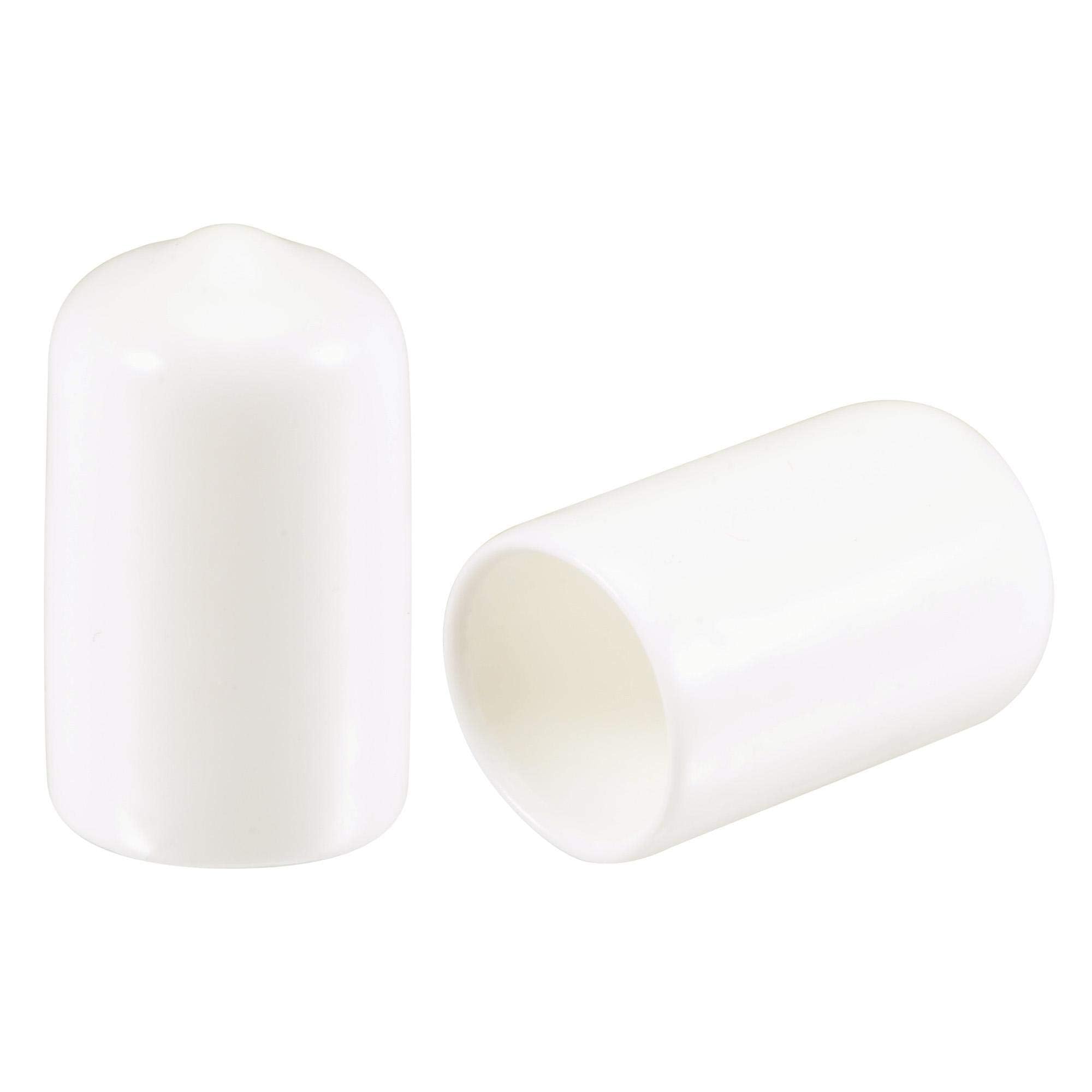 TA-VIGOR 50Pcs Rubber End Caps, 12mm ID Round Flexible Screw End Caps Thread Protectors, White Vinyl Bolt Covers Rubber Covers for Screws, Tubes, Cables, Wires, etc — image 1