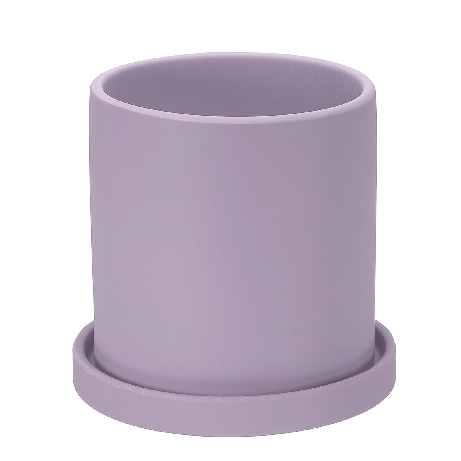 PATIKIL 5 Inch Ceramic Plant Pots, Modern Flower Planters with Drainage Holes and Tray for Decorate Home Indoor Plants Succulent Herb, Purple