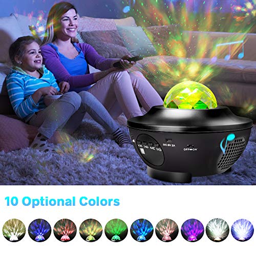51OVGkQArVL Night Light Projector with Remote Control, Eicaus 2 in 1 Star Projector with LED Nebula Cloud/Moving Ocean Wave Projector for Kid Baby, Built-in Music Speaker, Voice Control, Multifunctional (Black) - Image 3