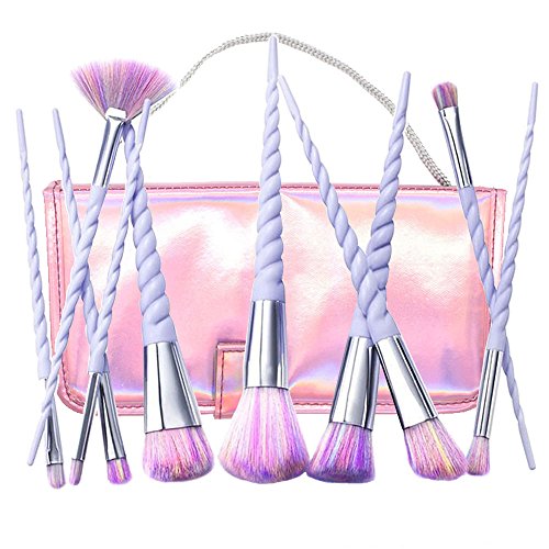 Elephant Xu 10Pcs Makeup Brushes Set Fantasy Makeup Tools Foundation Eyeshadow Unicorn Brushes Kit With Case