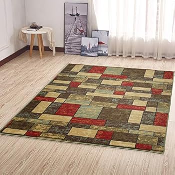Ottomanson OTH2309-3X5 Ottohome Collection Contemporary Boxes Design Area Rug, 3'3