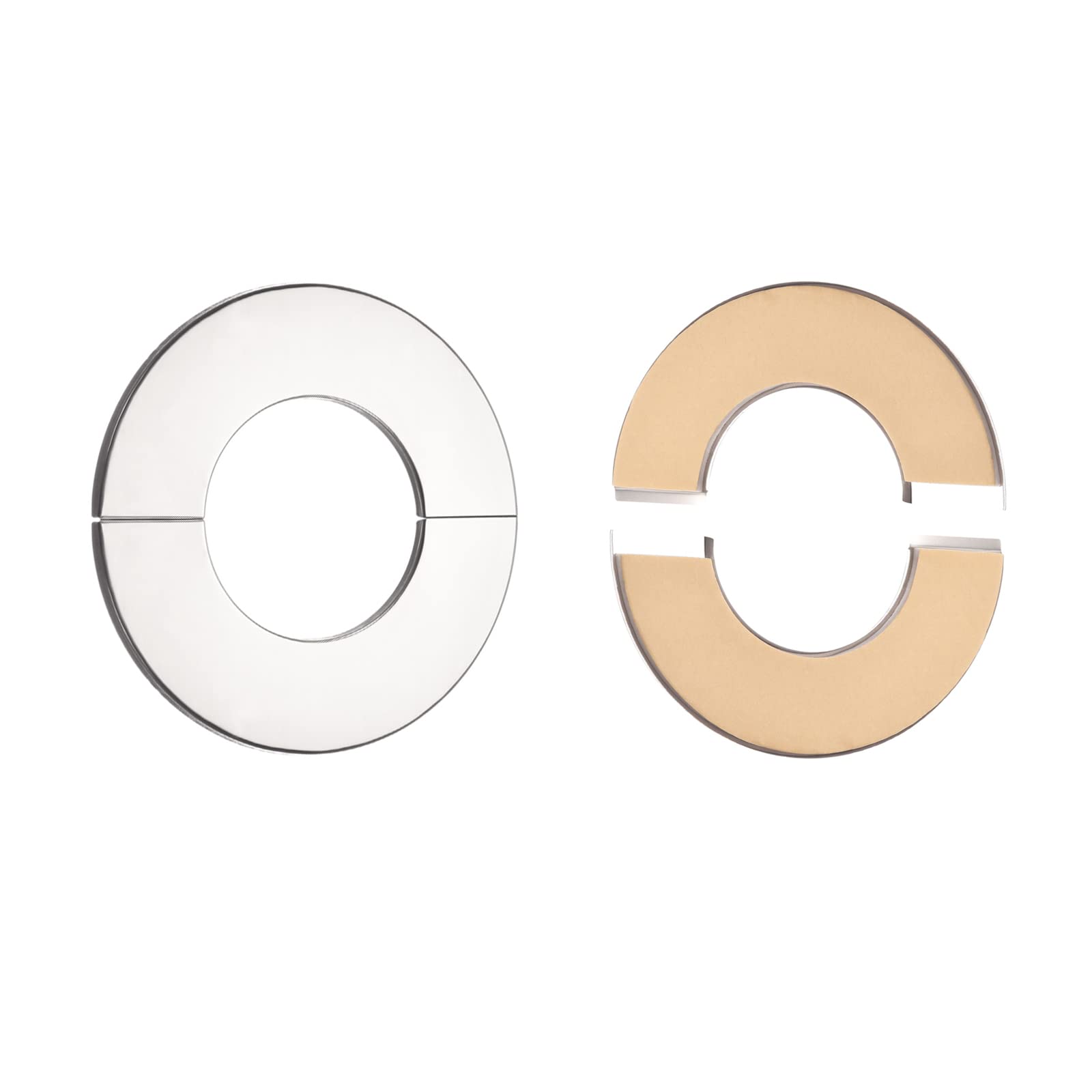 DTGN 140x5mm(DxT) Wall Split Flange - 2Pack - Good for Bathroom Kitchen 90mm Dia Pipe - Stainless Steel Round Escutcheon Plate - Silver Tone