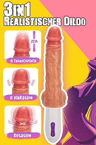 FONDLOVE Vibratoren Dildo mit Stoß- und Rotationsfunktion Realistischer Dildo mit Vibrationen 8 modi und Griff Sexspielzeug für frauen Weiches Silikon,reale Details