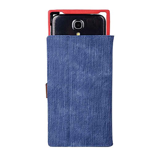 Kroo Universal Large Smartphone Folio Case with Rear Camera Slide for Phone Screen Size up to 6.3" - Blue - Thumbnail 5