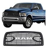 CD-Parts Front Grill for Dodge RAM 2500 2013-2018 Upper Bumper Grille Matte Black Big Horn Style with Letters