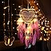 SSAWcasa Dream Catcher for Kids,Dreamcatcher with Led Lights,Girls Bedroom Wall Decor,Colorful Wall Hanging Decorations for Baby Room Birthday Wedding Party Supplies Car Ornament Gift (Heart)