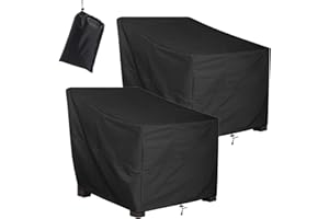 Outdoor Chair Covers Waterproof 2 Pack, ALSTER Patio Chair Covers(35" L x 40" W x 33" H), Durable and Waterproof Black Covers for Lounge Deep Seat, Rain Snow Dust Wind-Proof
