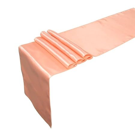 Freebily 12 X 108 Inch Satin Table Runners Chair Sashes Swags Wedding Party Table Decoration Peach One Size