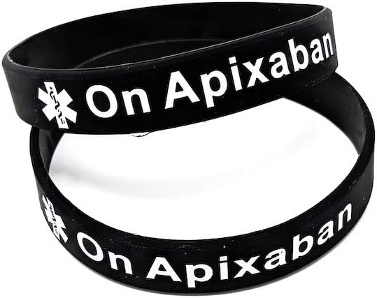 x2 On Apixaban Medical Alert Wristband Bracelet Blood Clot ID Silicone Health Awareness (Gift Box Goodies) UK (x2 Black)