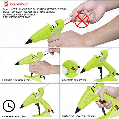 Hot Glue Gun Full Size 60W Heavy Duty Craft Glue Gun with Nozzle & 10Pcs 11 mm Glue Sticks and Hot Melt Glue Gun with Switch for DIY, Arts & Crafts, Home and Office Quick Repairs (green)