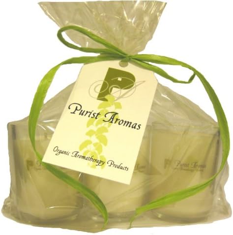 Aromatherapy Soy Candles Gift Set, Certified Organic and All Natural Ingredients, Scents Lemon Mint Spritz, Lime Springs, and Peppermint Appeal. Three 2.5oz Votives