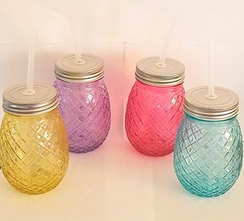 16 oz Pineapple Mason Jars with Straw lid