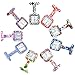 Top Plaza 9 PCs Silicone Nurse Fob Pocket Watches Set - Floral Square Jelly Clip on Brooch