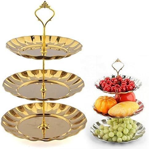 Jesauge 3-tier Cake Stand/ Cupcake Stand/ Dessert Stand/ Tea Party Pastry Serving Platter/ Food Display Stand,Gold
