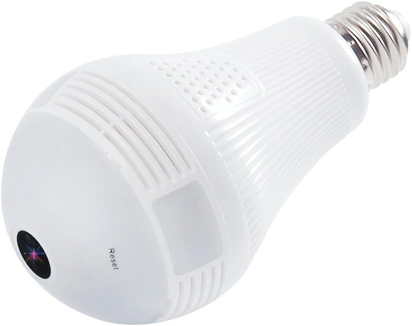 Home Security Camera, Wireless IP & 360 degree Surveillance CCTV Spy Cam with IR-Cut Night Vision Bulb, Remote Monitor & Loop Record, Two-Way Audio, Motion Detect
