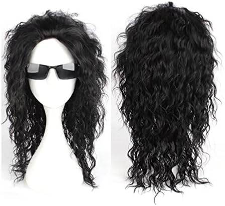 NiceLisa Steampunk Mid Length Black Curly Boy Male Cosplay Wigs Without Accessory