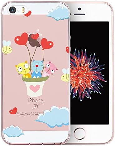 iPhone SE Case, iPhone 5S Case, iPhone 5 Case, Doramifer Childhood Series Protective Case [Anti-Slip] [Good Grip] with Aesthetic 3D Print Soft Back Cover for iPhone SE/5S/5 (Ballon Cats)