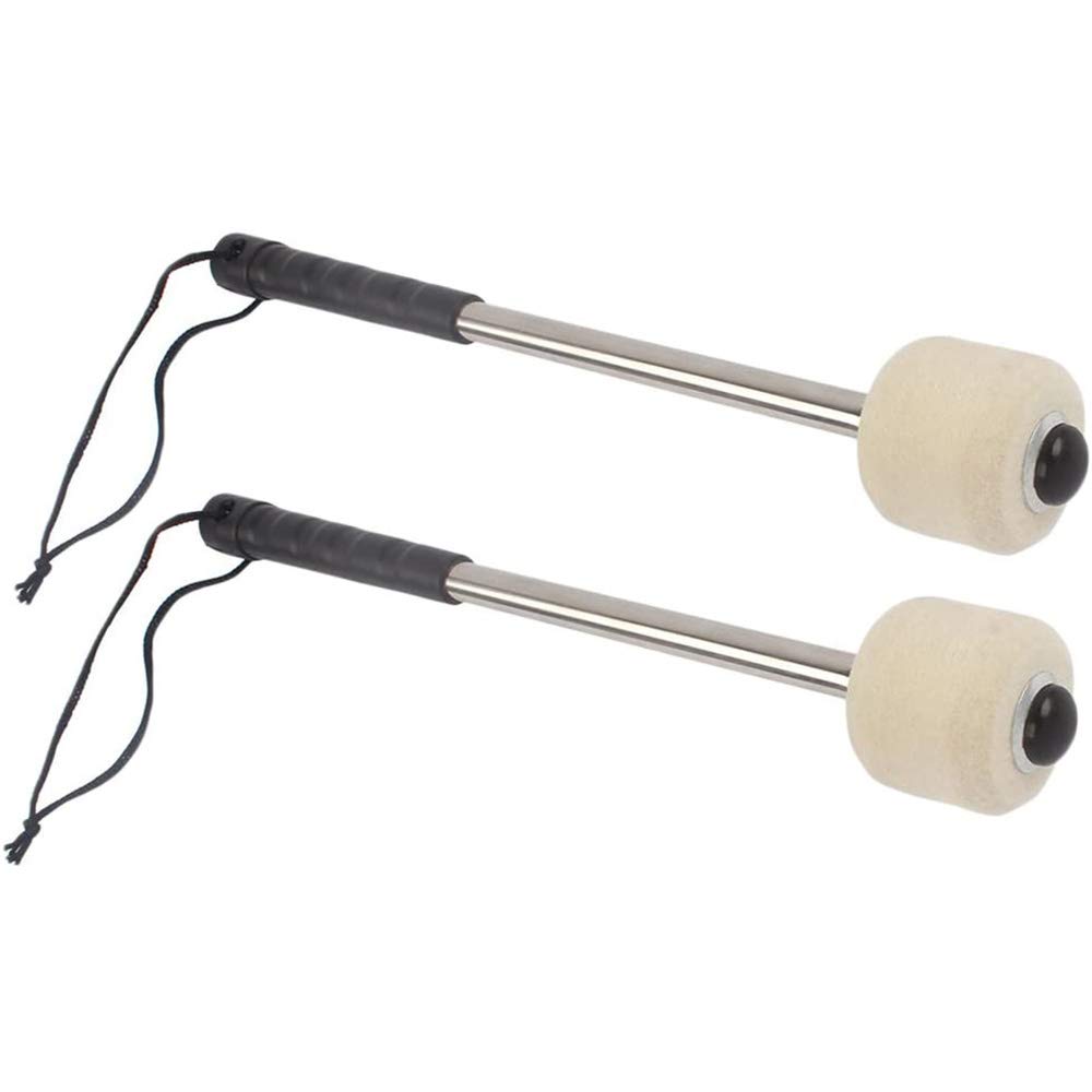 POFET 2pcs Bass Drum Mallet Drum Stick with Wool Felt Head Percussion Accessory