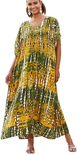 YouKD Long Kaftan V-Neck Robe Boho Beach Swimsuit Cover Up Maxi