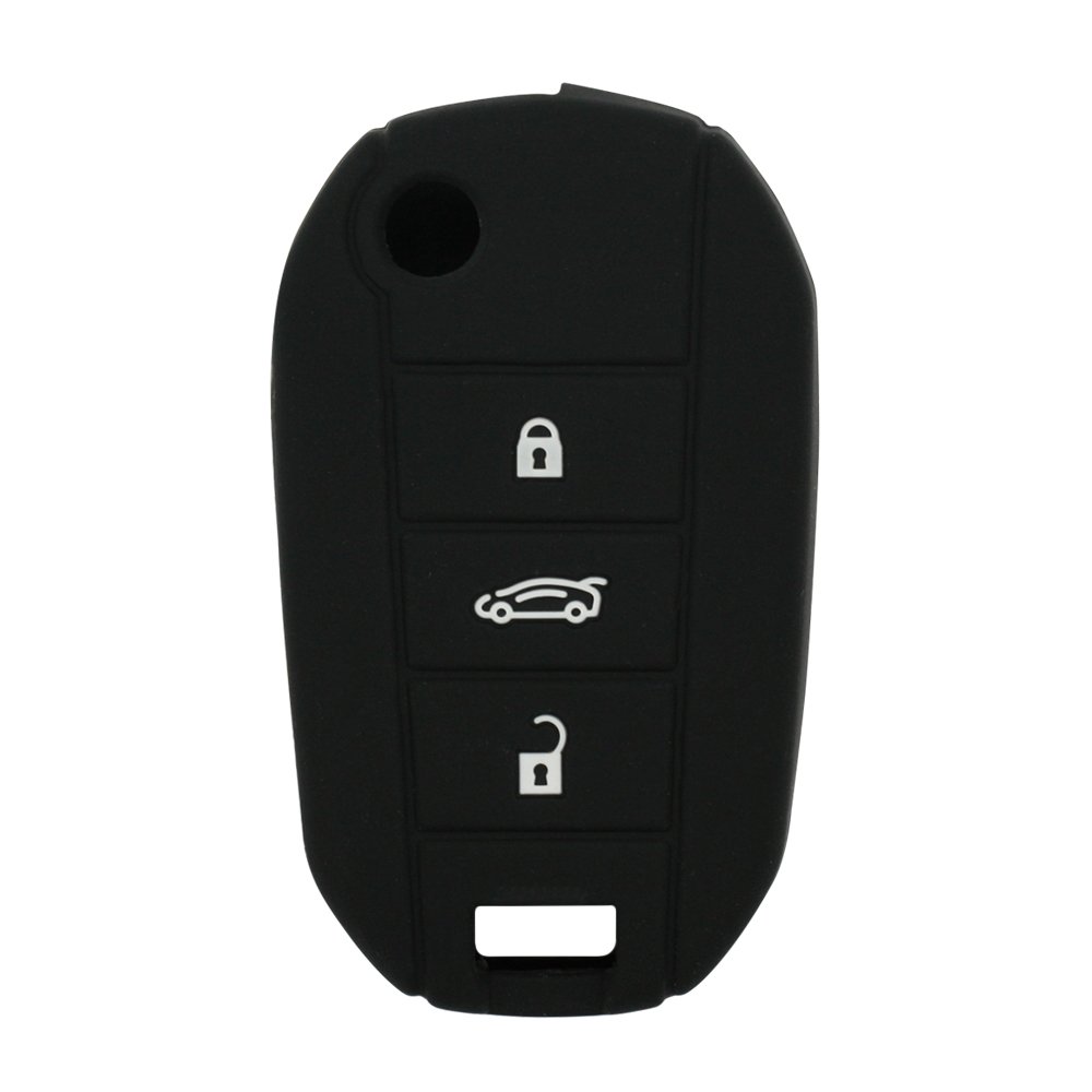 BROVACS Silicone Cover Protector Case Holder Skin Jacket Compatible with PEUGEOT CITROEN 3 Button Flip Remote Key Fob CV4300 Black