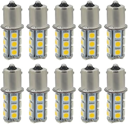 1156 1141 7506 P21W LED Bulb 18-5050 SMD BA15S Interior Lights Replacement Backup Reverse Tail 12V RV Camper 6000K Warm White Super Bright Pack of 10