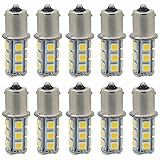 1156 1141 7506 P21W LED Bulb 18-5050 SMD BA15S Interior Lights Replacement Backup Reverse Tail 12V RV Camper 6000K Warm White Super Bright Pack of 10