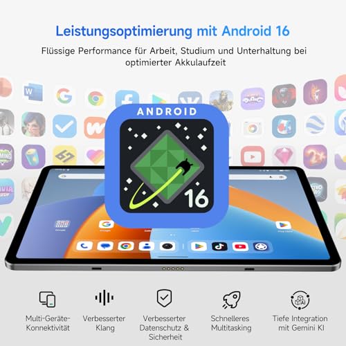 ALLDOCUBE iPlay 70 Max Pro Android 16, 13 Inch AI Tablet with Keyboard, Stylus and Case, 1600 x 2560, 4G LTE, Unisoc T7300, 16GB+128GB, 10000mAh, WiFi 6, GPS, 4 Speakers, Face Detection, PC Mode