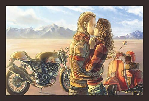 Mad Masters Anime Couple Kiss Love Romance Painting Hanging Photo Frame Decorative Item for Living Room, Bedroom, Home Decor and Wall Decoration (MM 1511, 8x12 Inch, Paper, Without Plexi Glass)