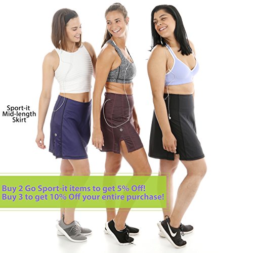 Skort for Women, Mid-Length Skirt Shorts with Side and Waistband Pockets, Tummy Control (X-Large, Blue)
