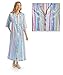 Collections Etc Women's Pastel Striped Lounger With Zip Front and 3/4