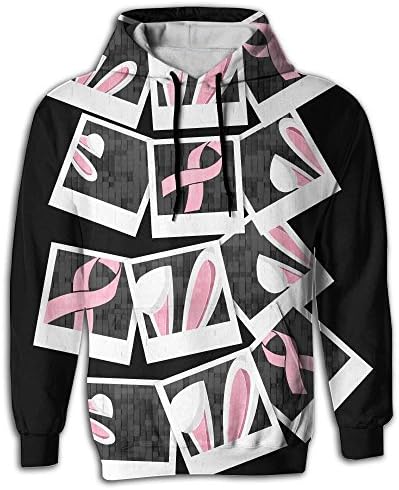 PINPINTA 3D Printing Sweatshirt Pullover Hoodie Breast Cancer Awareness Bunny Two-Tone Long Sleeve Athletic Hoodies For Womens S-2XL
