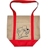 Buc-ee's Canvas Tote Bag with Beaver Logo Dark Tan and Red Dual Handle Shoulder Straps