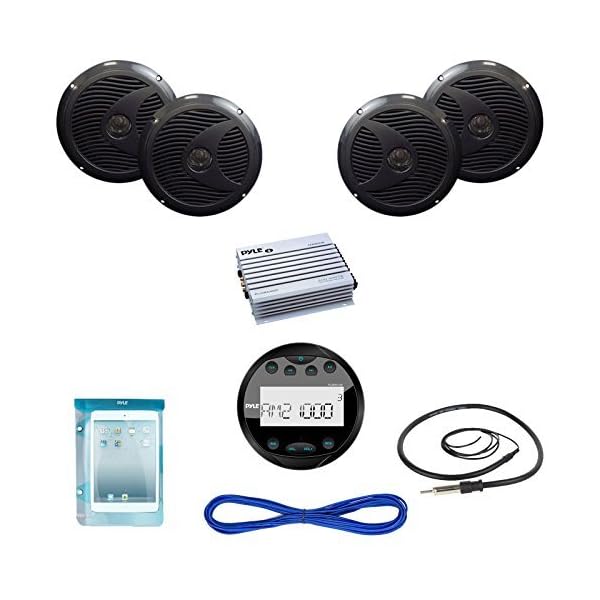 Pyle-Audio-Marine-Bluetooth-USB-AUX-Receiver-2-Pairs-65-Speakers