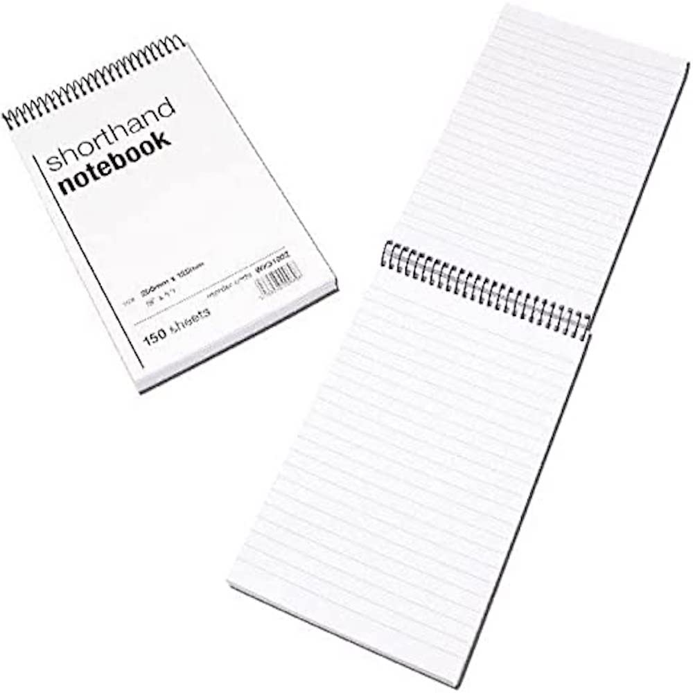 White Box Spiral Shorthand Notebook, 200 mm x 125 mm (150 sheets)