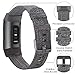 EZCO Compatible with Fitbit Charge 3 Bands, Woven Fabric Breathable Watch Strap Quick Release Replacement Wristband Accessories Man Woven Compatible with Charge 3 Fitness Smart Watch (S E Charcoal)