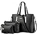 Z-joyee Women 3 Piece Tote Bag Pu Leather Weave Handbag Shoulder Purse Bags Set
