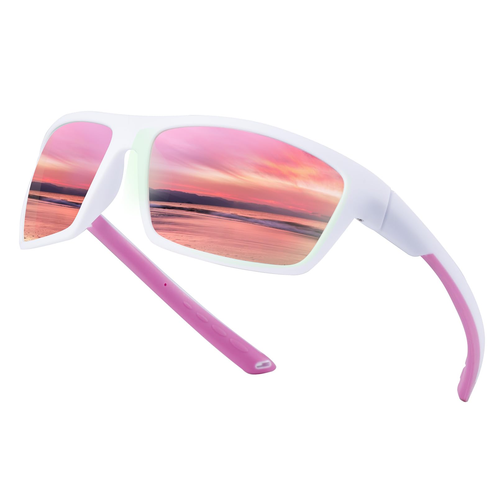 SKYWAY Polarized Sport Sunglasses for Women Men Wrap Around Baseball Softball Cycling Runing Glasses UV400 Protection,Pink Sun Glasses